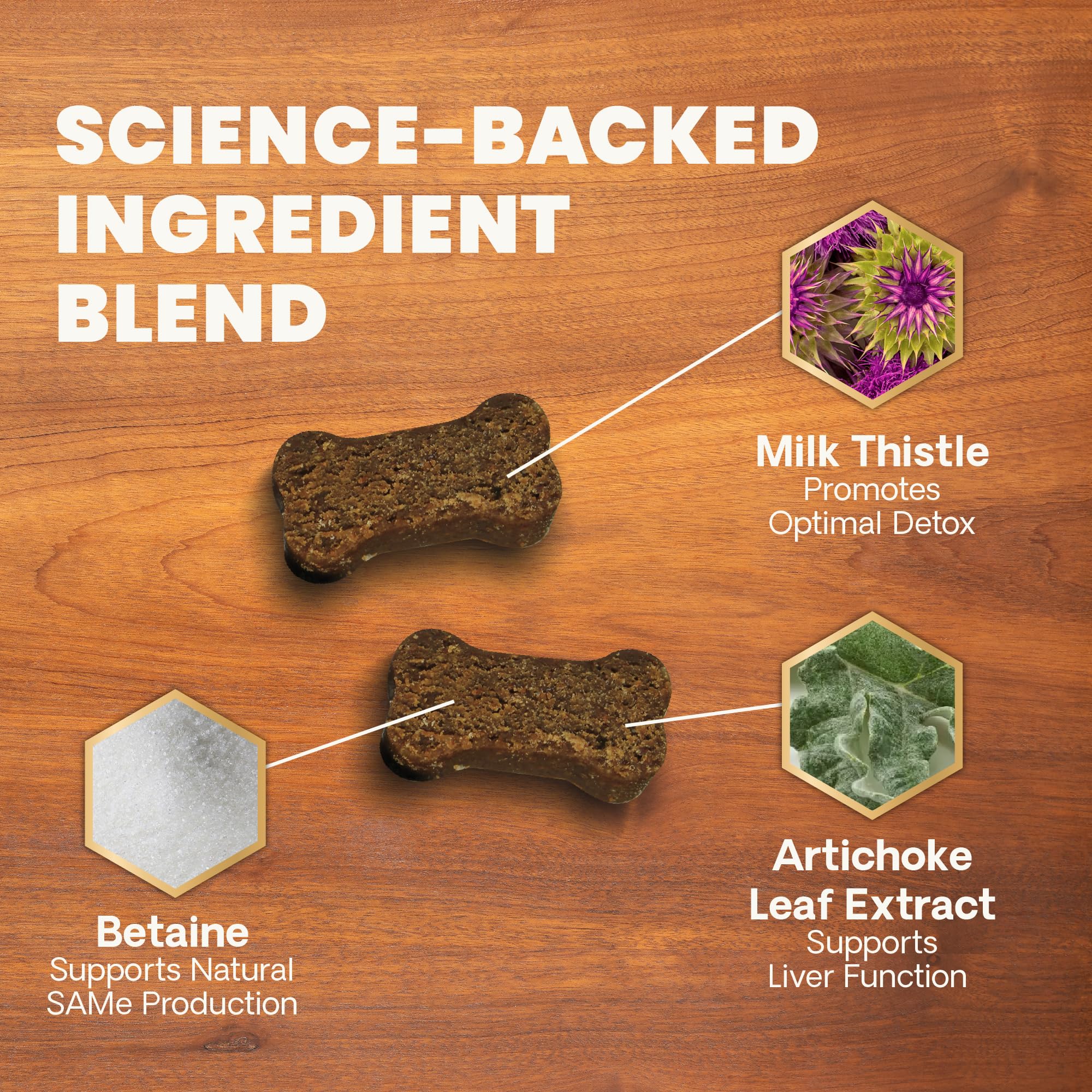 VetriScience Liver Health Chews bottle and label highlighting vet-formulated liver support