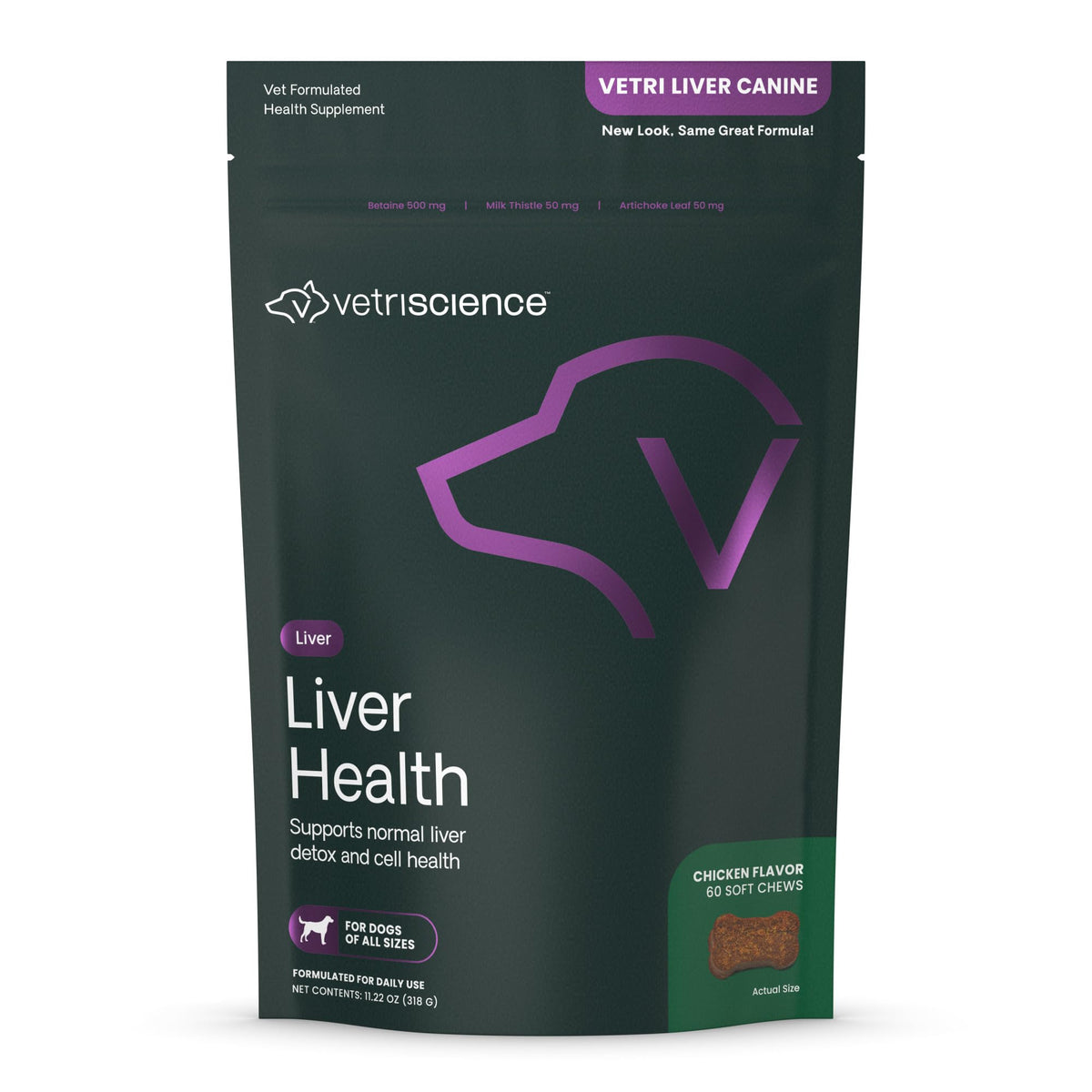 VetriScience Liver Health Chews bottle front showing canine liver support