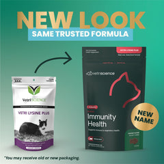 Cat happily eating VetriScience Lysine Immunity Health chews