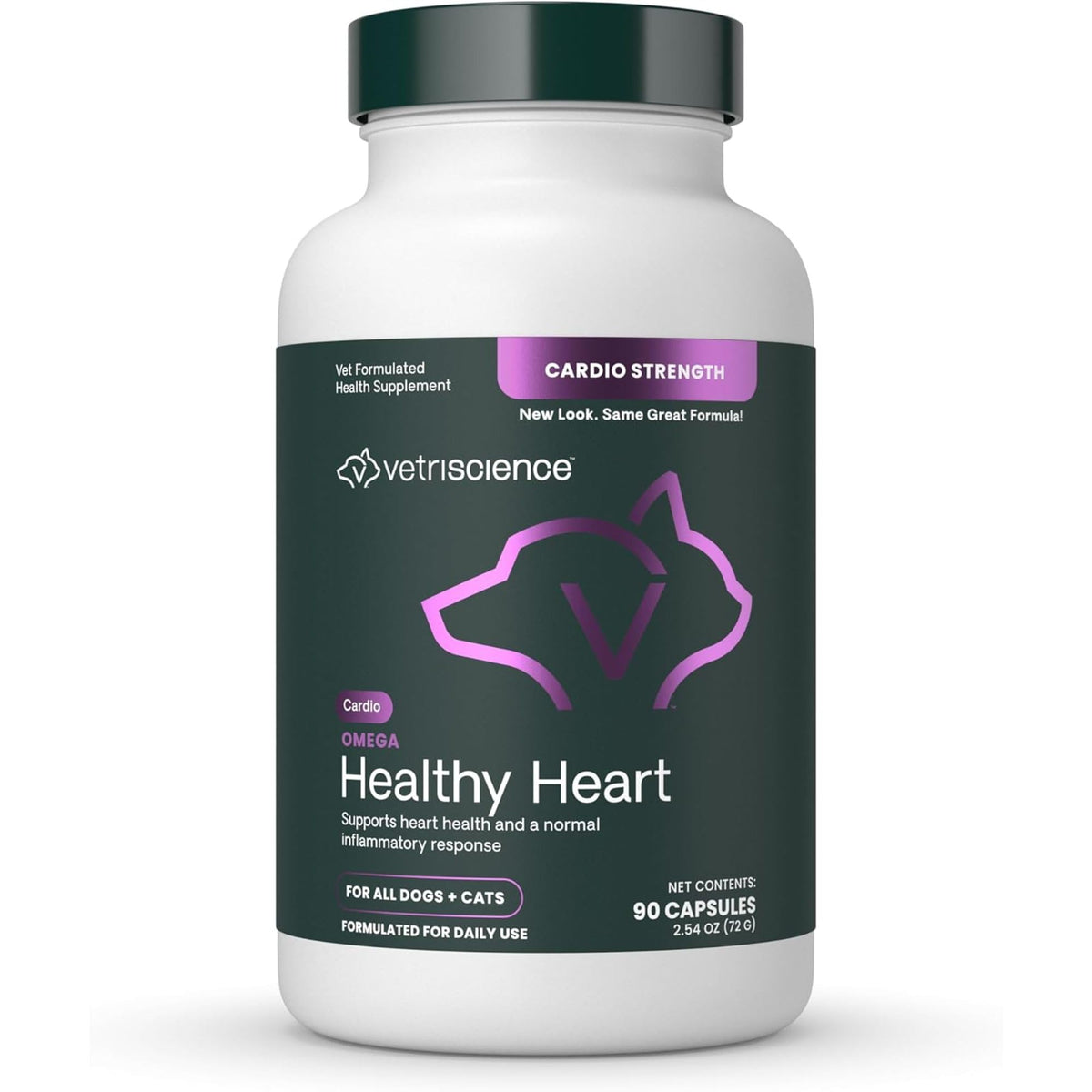 VetriScience Omega Healthy Heart bottle pour shows convenient heart support for pets