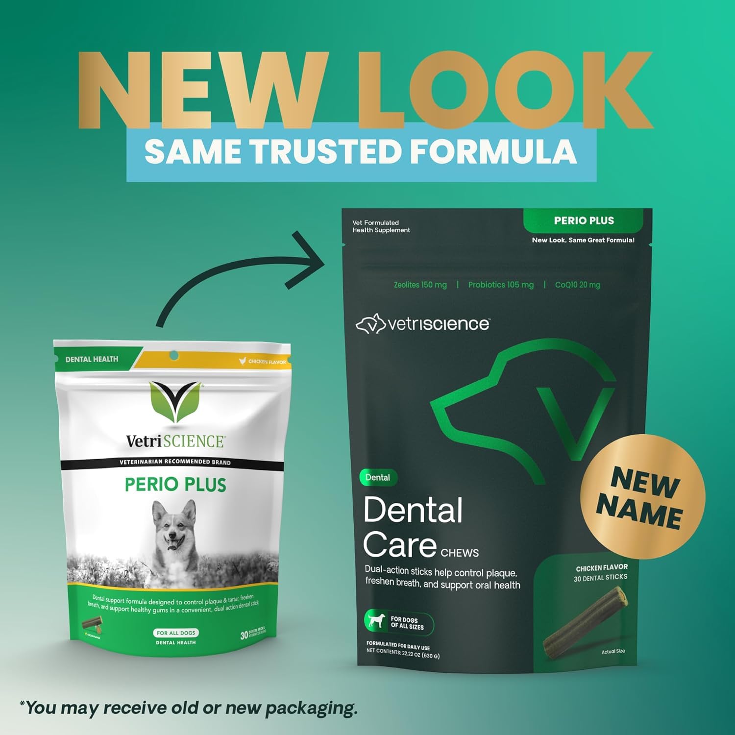 VetriScience Perio Plus Stix dog chews pack ready for daily dental care