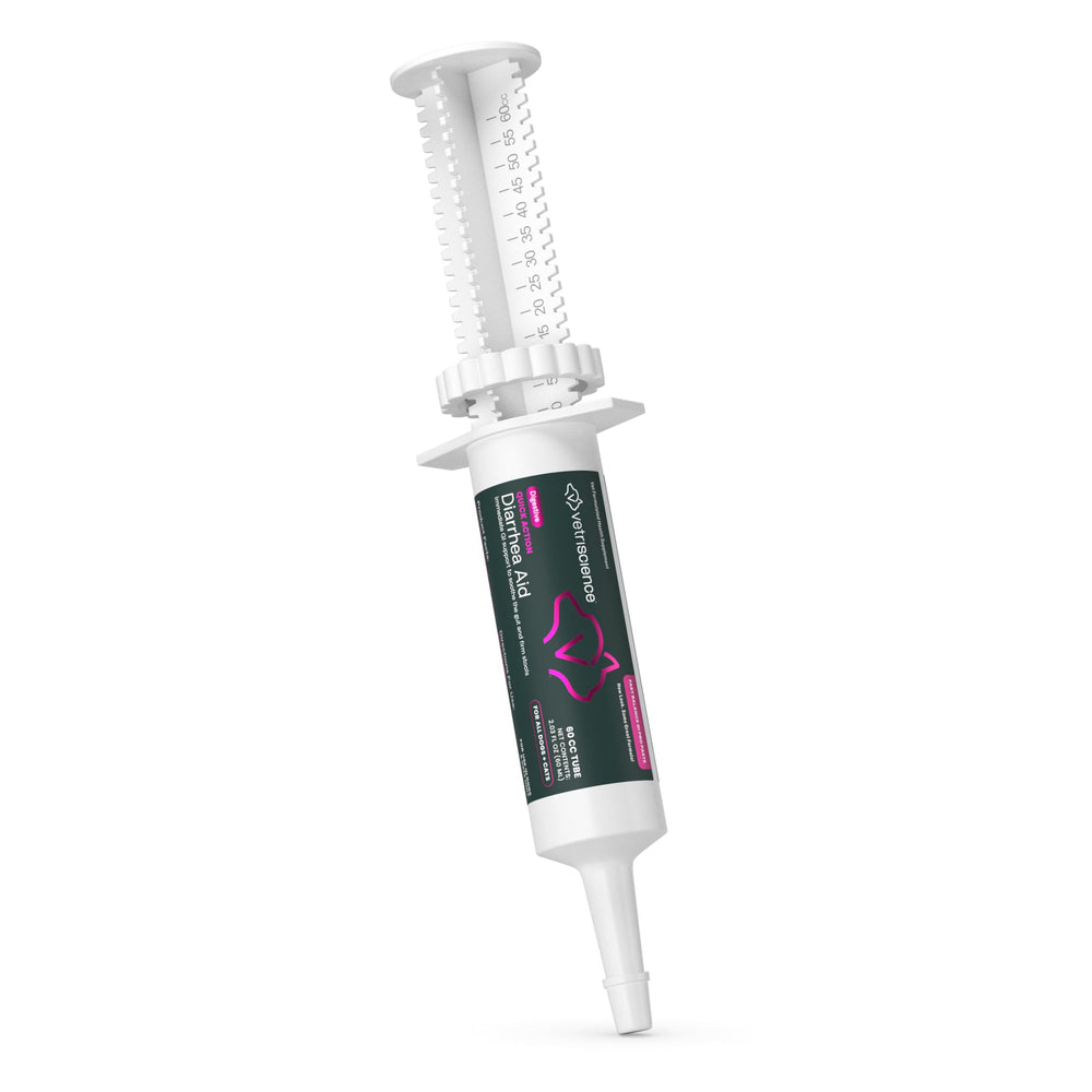 VetriScience Quick Action Diarrhea Aid Paste tube for easy gut support during upset.