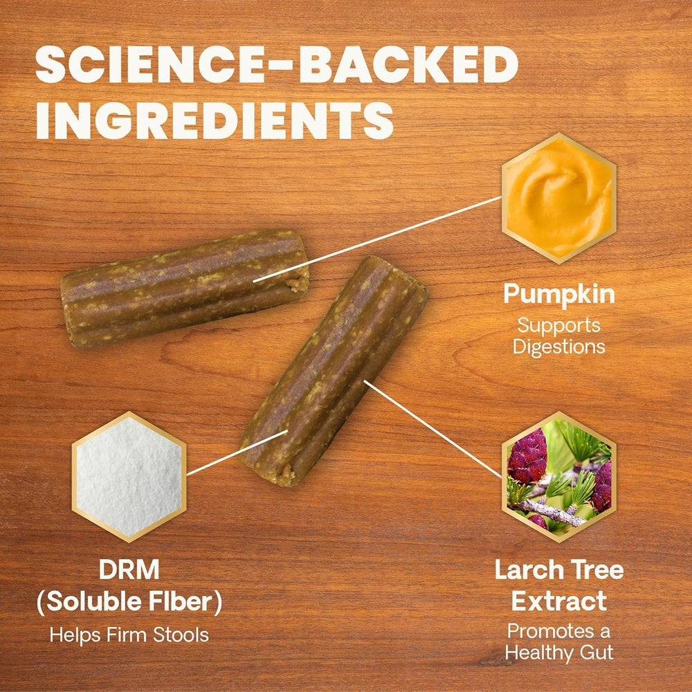 VetriScience Scoot Control chew close-up showing duck flavor texture for firmer stools
