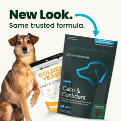 VetriScience Senior Calm & Confident bottle showcases easy daily supplementation for older dogs