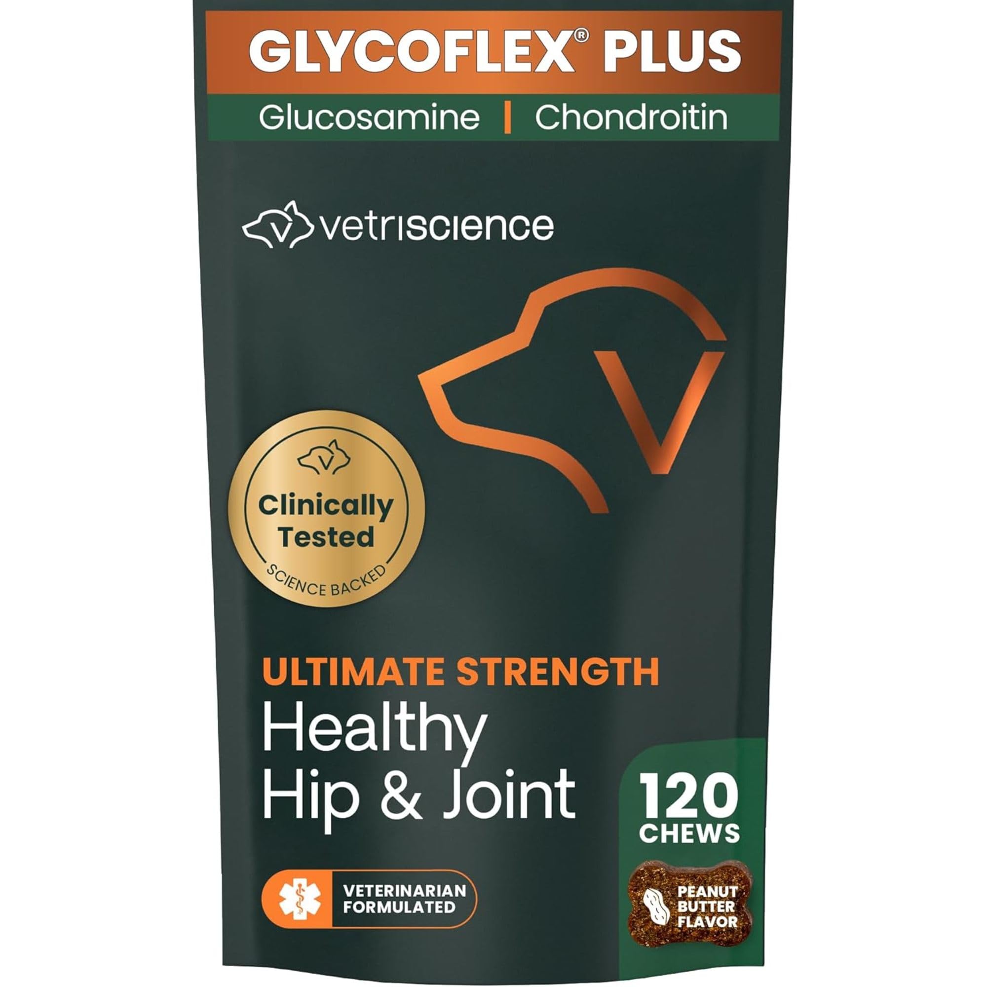 VetriScience GlycoFlex Plus chews in bottle showcasing joint support for dogs
