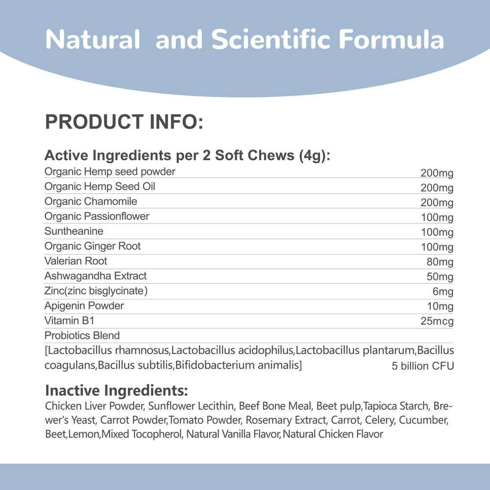 Suntheanine included in Vetriuntrix Calming Chews for relaxation