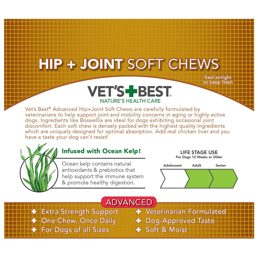 Dog enjoying Vet's Best Advanced Hip & Joint Soft Chews as a tasty daily treat