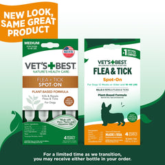 Vet's Best applicator tubes ready for monthly flea and tick prevention on a pet.