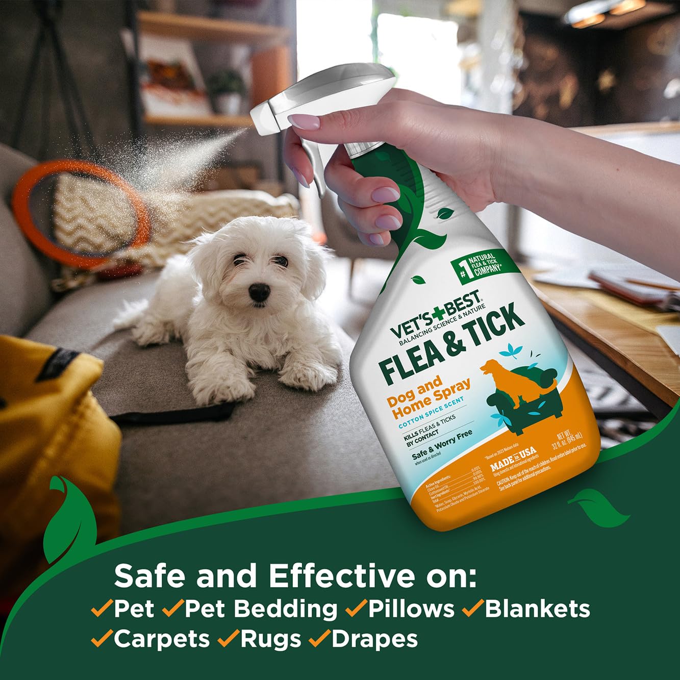 Vet's Best spray used on furniture, crates, and floors to protect pets