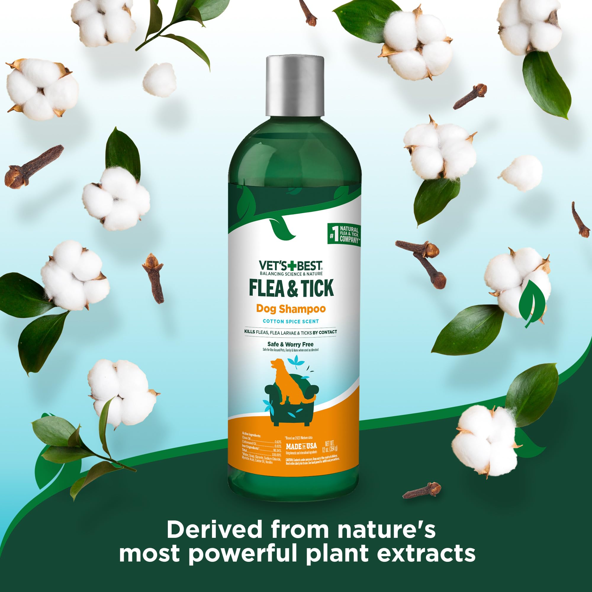 Vet's Best bottle highlights peppermint oil and clove-based formula for dogs.