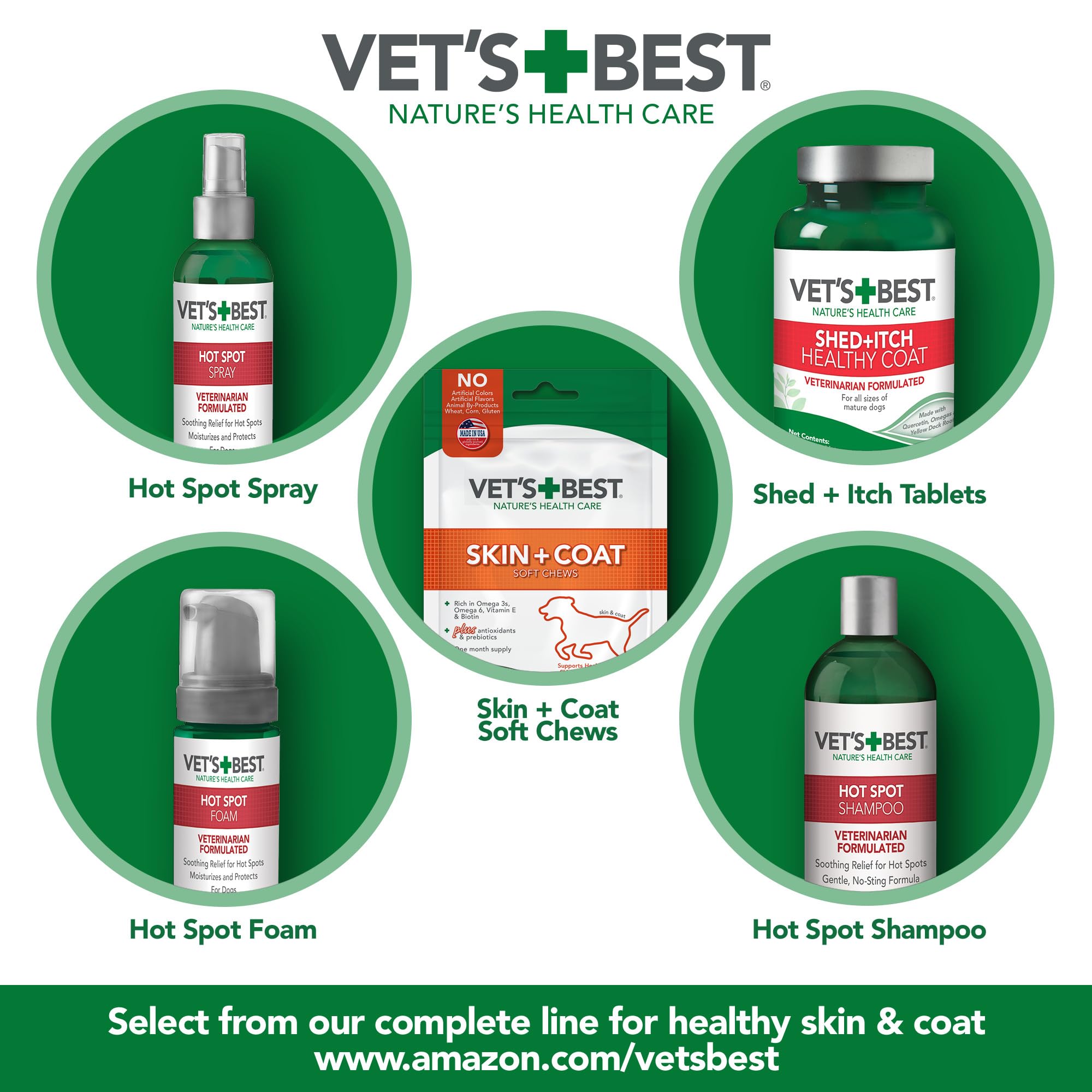 Vet's Best branding shown beside dog after outdoor activity
