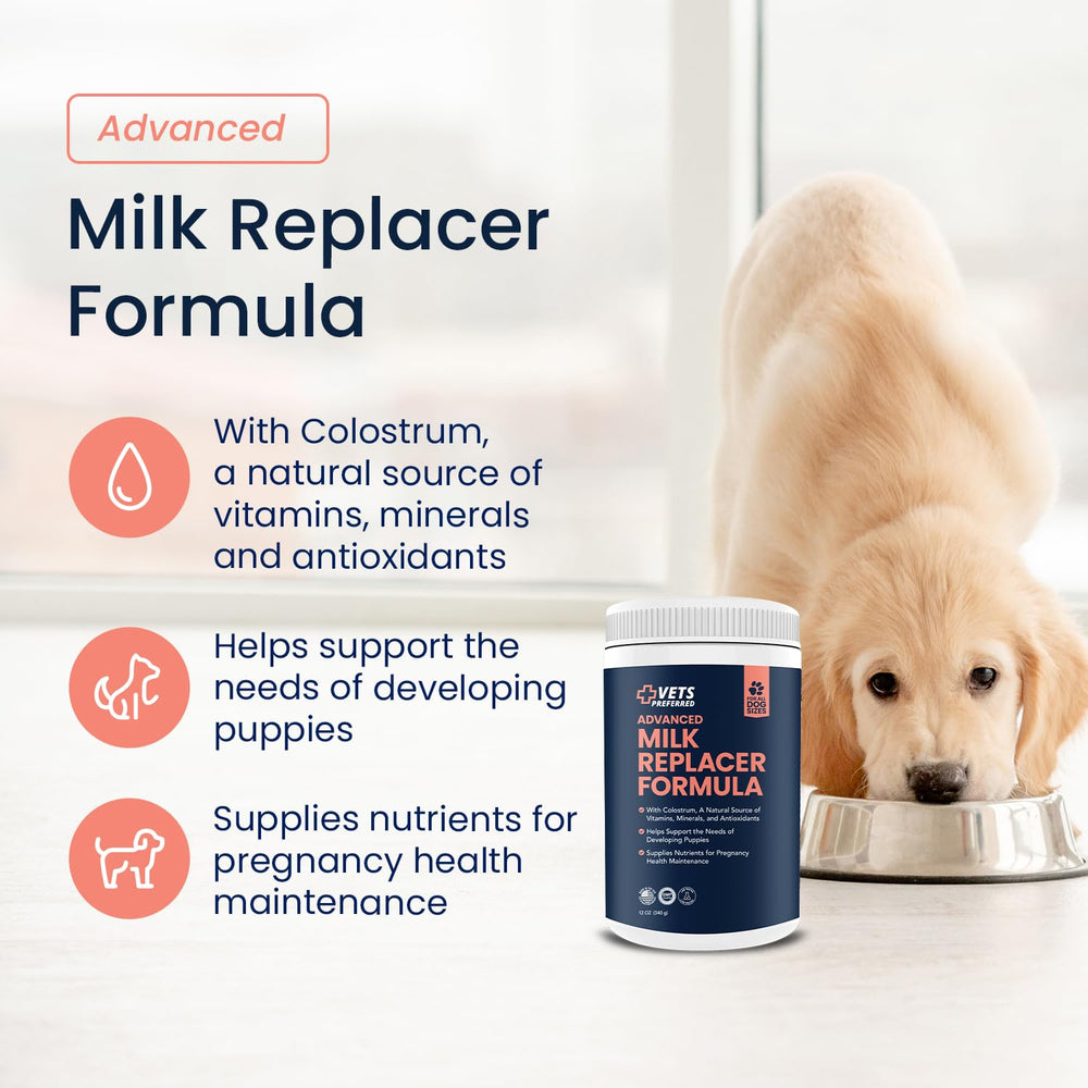 Vets Preferred Milk Replacer powder being scooped for easy mixing.
