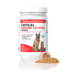 VetSmart Formulas critical immune defense bottle on shelf shows convenient pet immune support