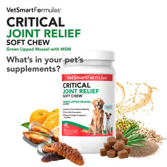 Close-up of VetSmart Formulas soft chews for easy daily joint care.