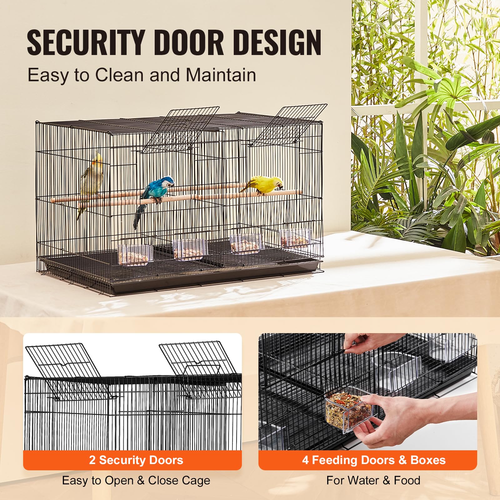 VEVOR 30-inch flight bird cage divider setup demonstrates two independent living spaces.