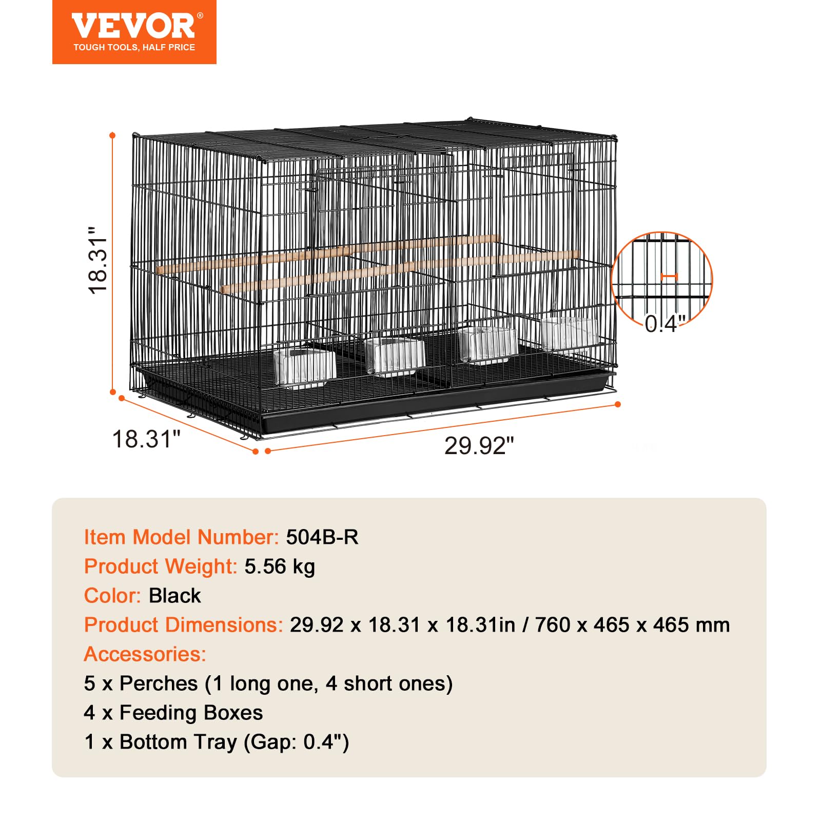 VEVOR 30-inch flight bird cage stackable frame illustrates space-saving design.