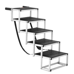 Foam handles on VEVOR dog steps offer comfortable guiding grips.