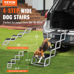Folded VEVOR dog steps, compact and ready for trunk storage.
