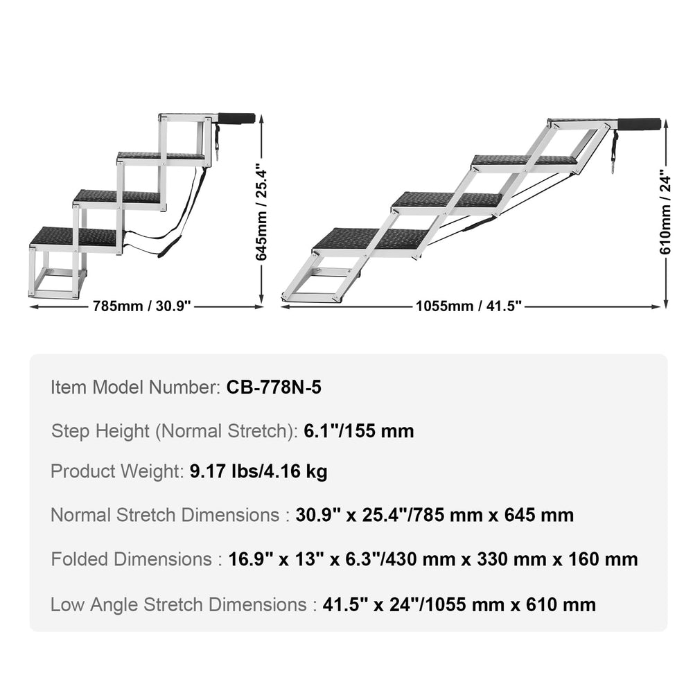 Folding mechanism of VEVOR dog steps for quick setup and storage.