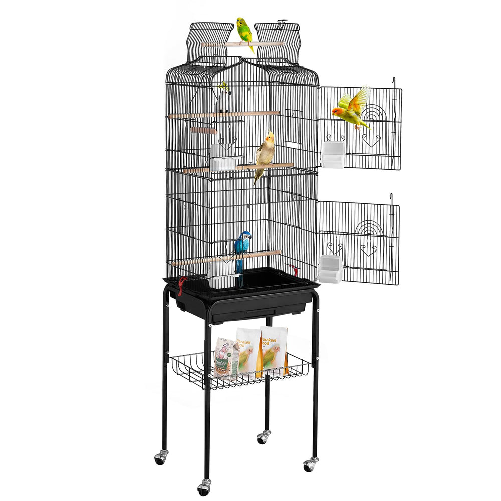 VEVOR 64-inch open-top cage front view with roomy interior for multiple birds.