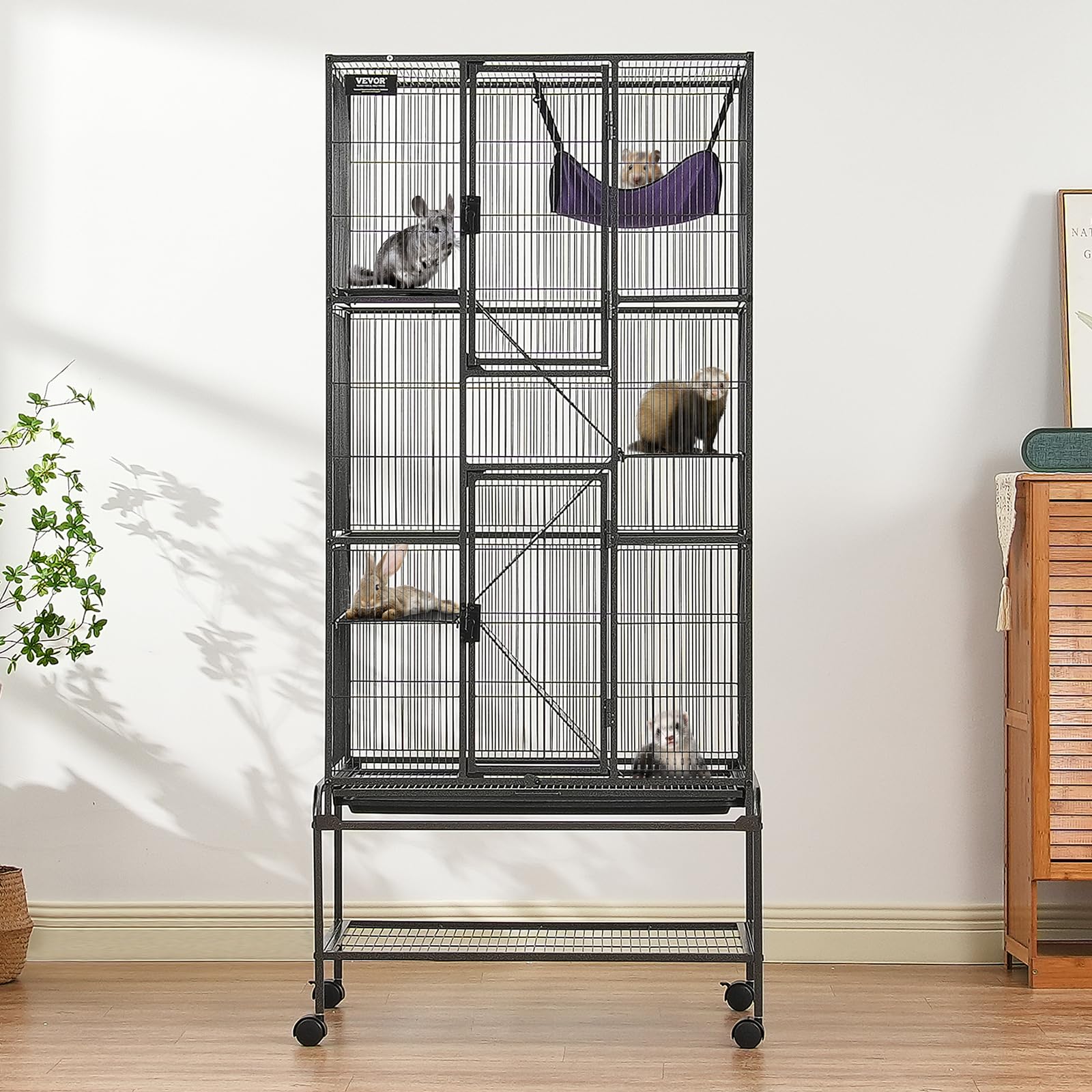 VEVOR dual-layer doors and top window allow easy pet interaction.