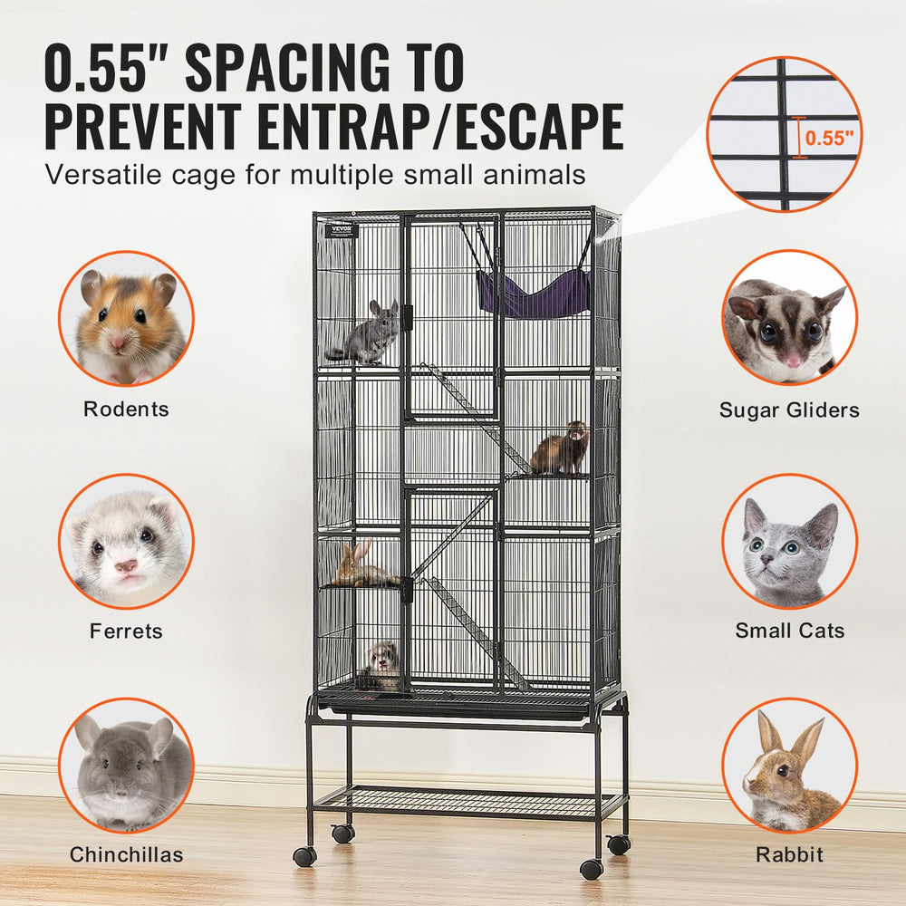 VEVOR rolling cage includes slip-proof ramps for safe level transitions.