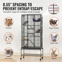 VEVOR rolling cage includes slip-proof ramps for safe level transitions.