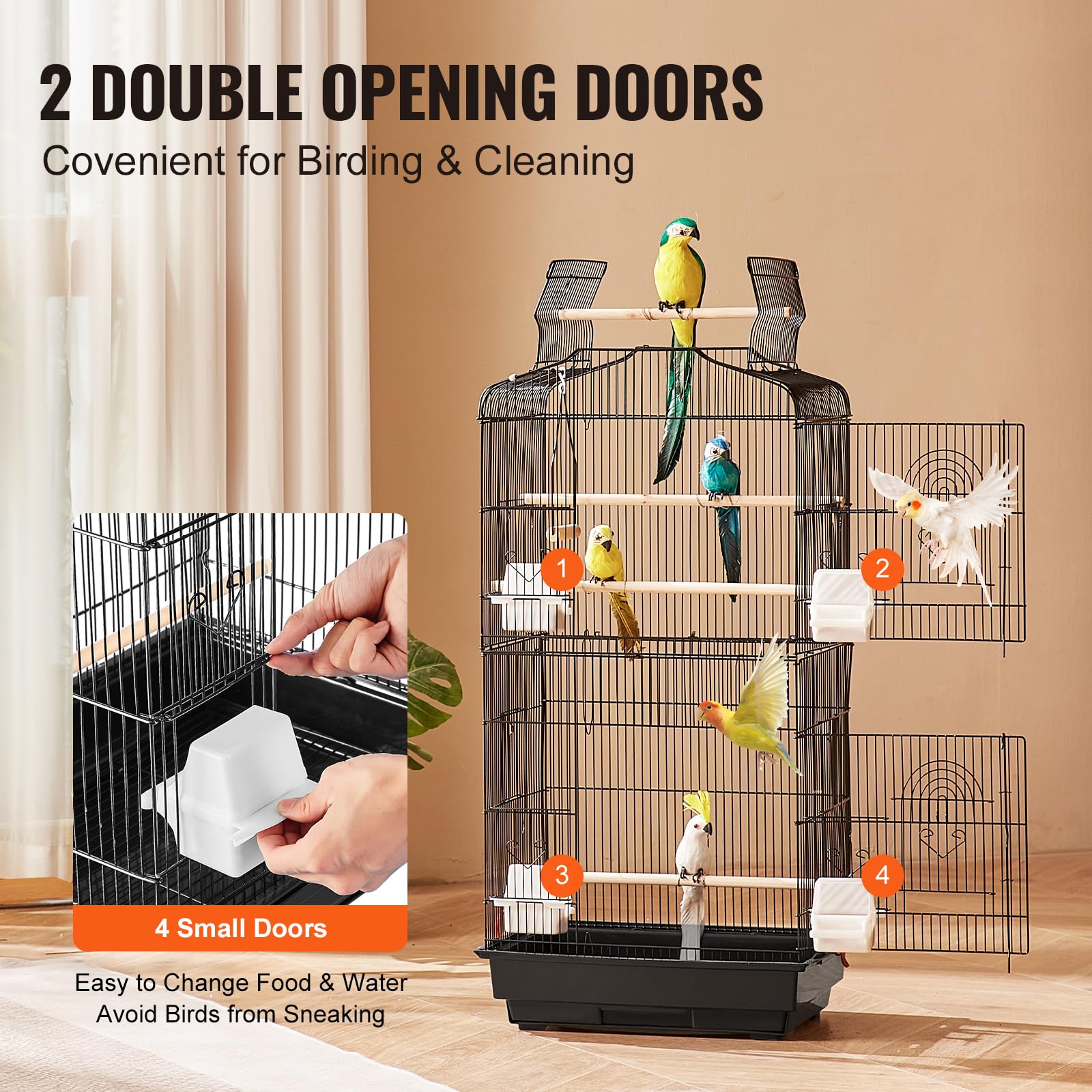 VEVOR cage dimensions 457x355x925 mm for space planning.