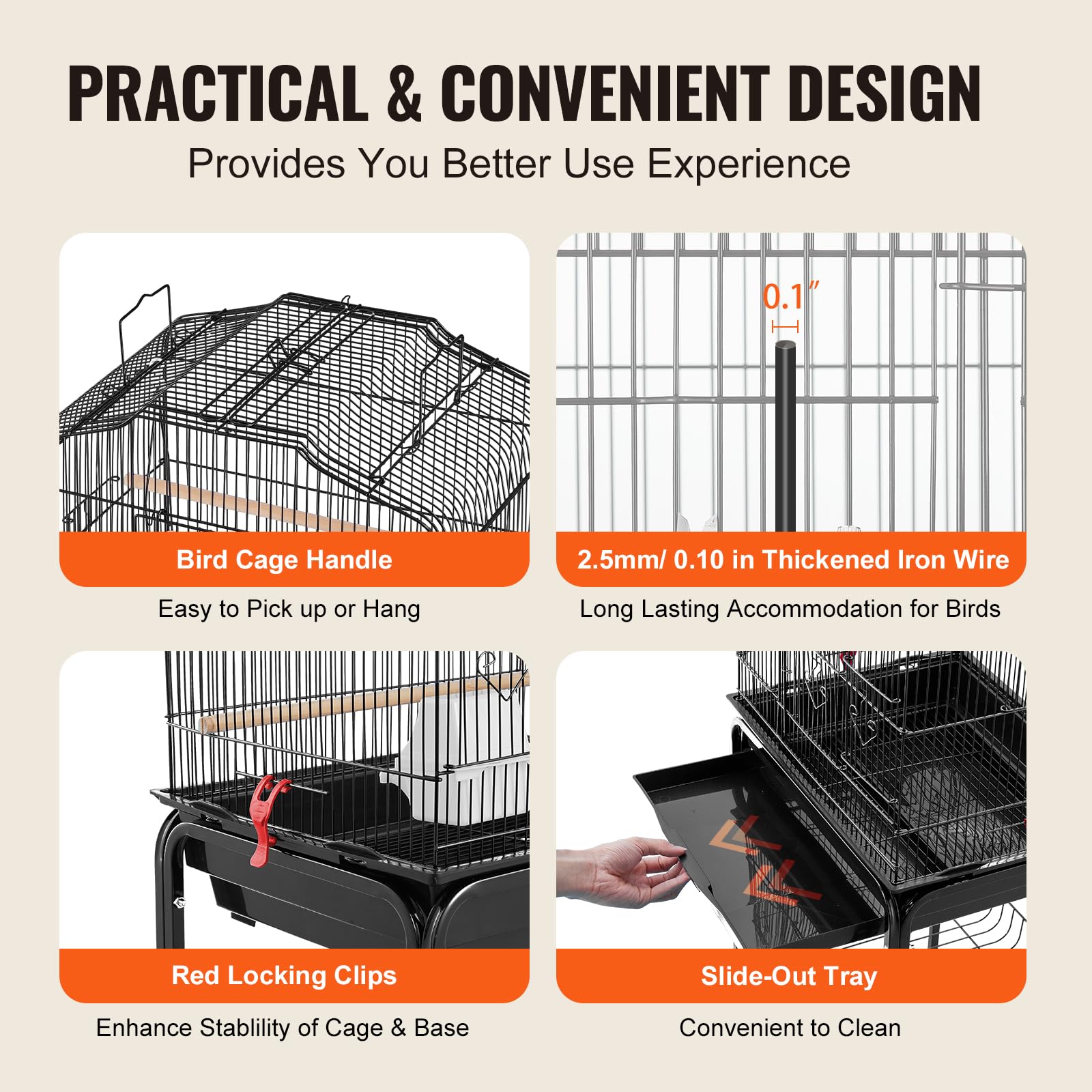 VEVOR durable iron wire cage emphasizing stability and longevity.