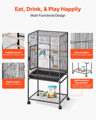 Slide-out feeders reduce beak wear during feeding sessions.