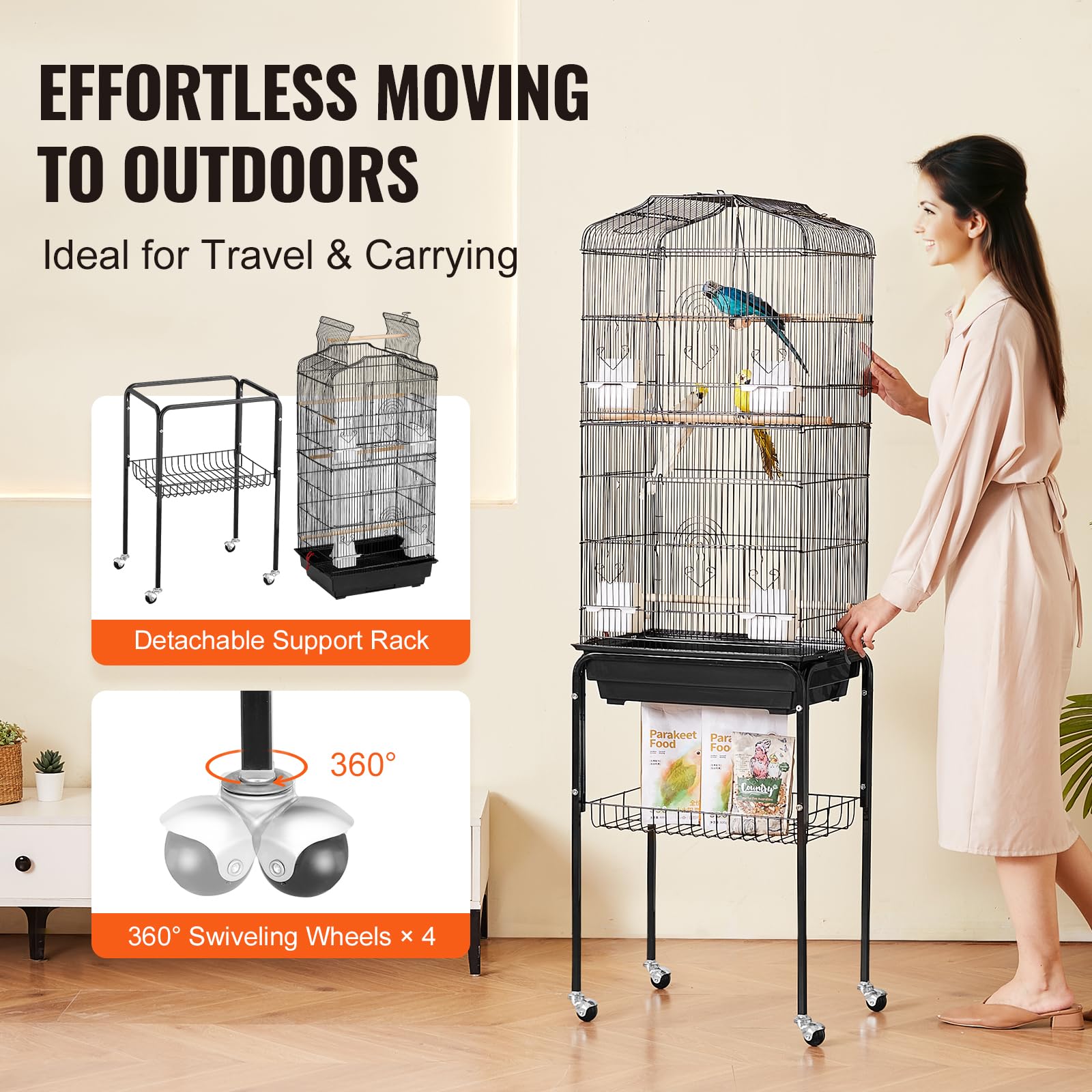 VEVOR cage dimensions and specs for space planning.