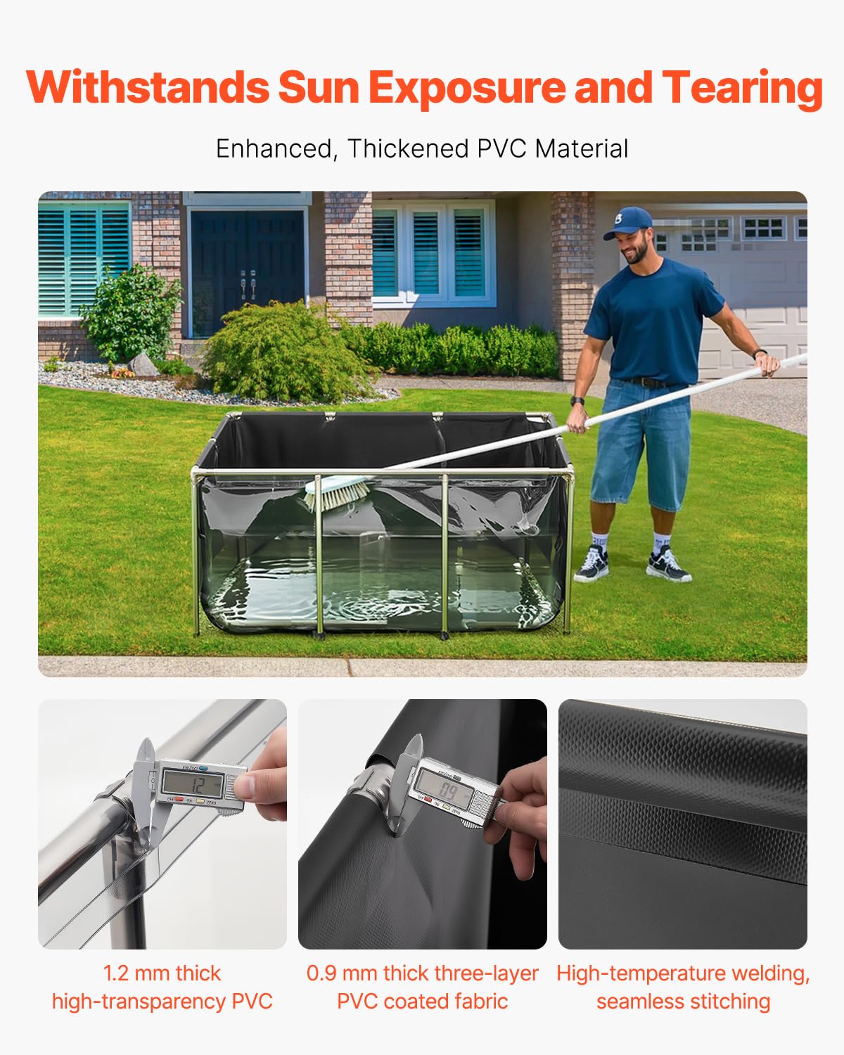 VEVOR Canvas Fish Pond clear viewing panel enables easy observation.