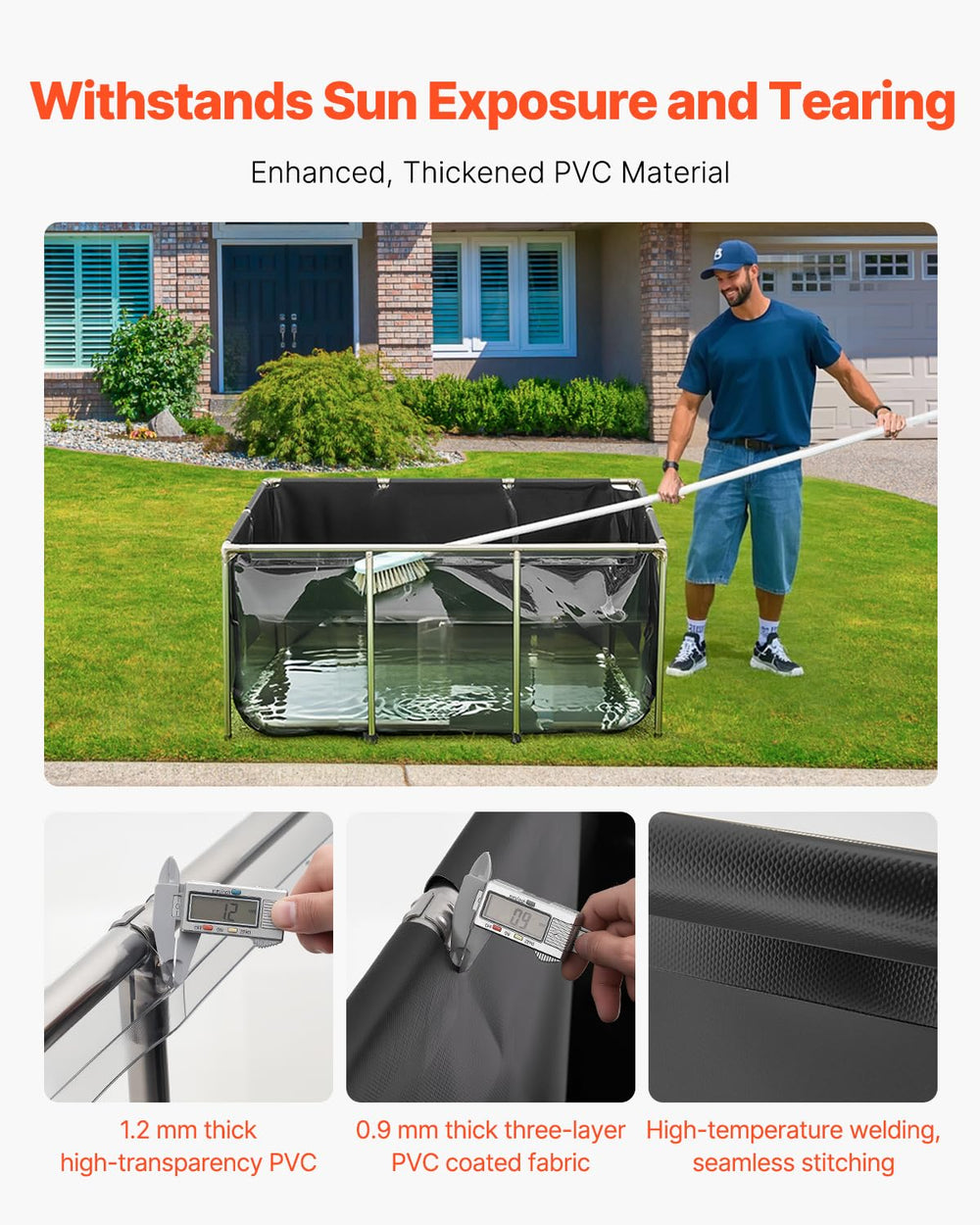 VEVOR Canvas Fish Pond clear viewing panel enables easy observation.