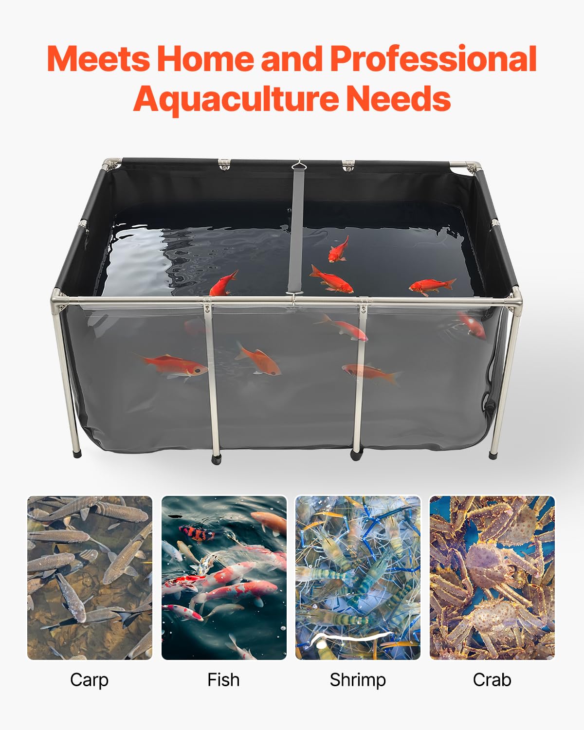 VEVOR Canvas Fish Pond dimensions 59x39x27.6 inches for spacious setups.
