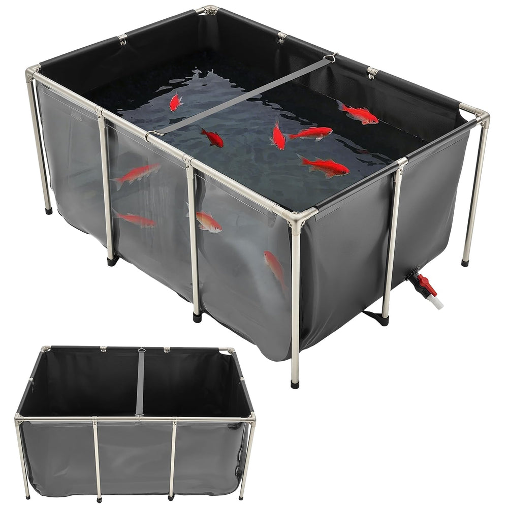 VEVOR Canvas Fish Pond exterior view highlights sturdy build for outdoor use.