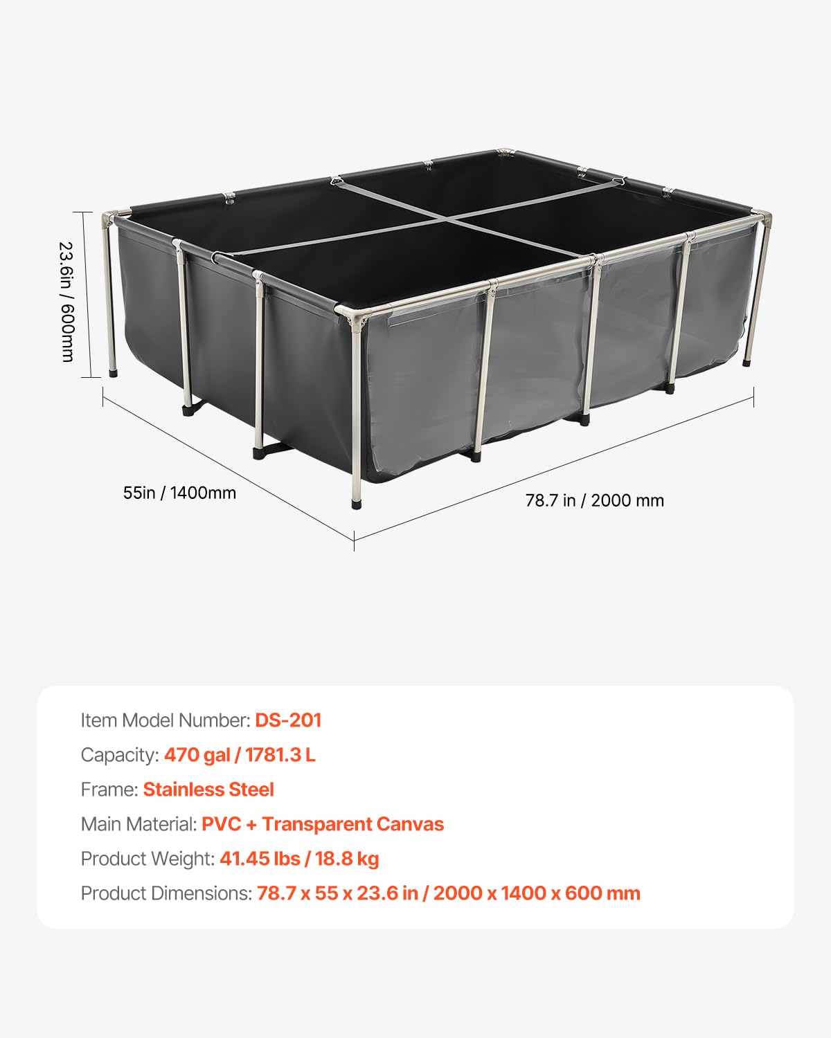 VEVOR canvas fish pond indoor or outdoor use suits koi, shrimp, and more