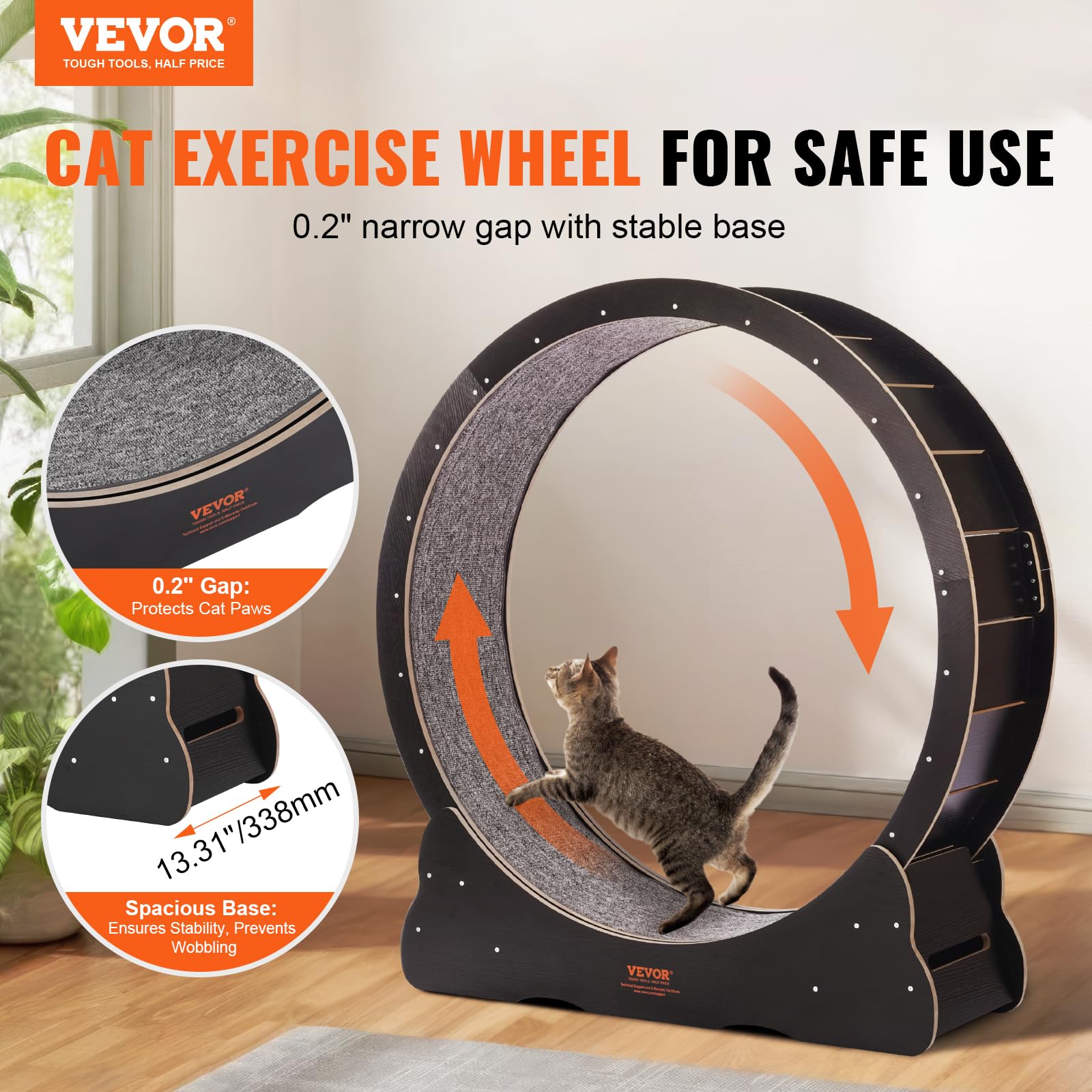 VEVOR cat wheel with detachable carpet for easy cleaning
