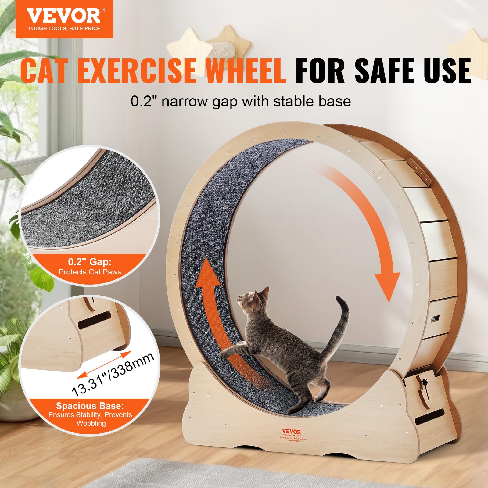 VEVOR cat wheel interior diameter 39.37 inches supports large cats during workouts