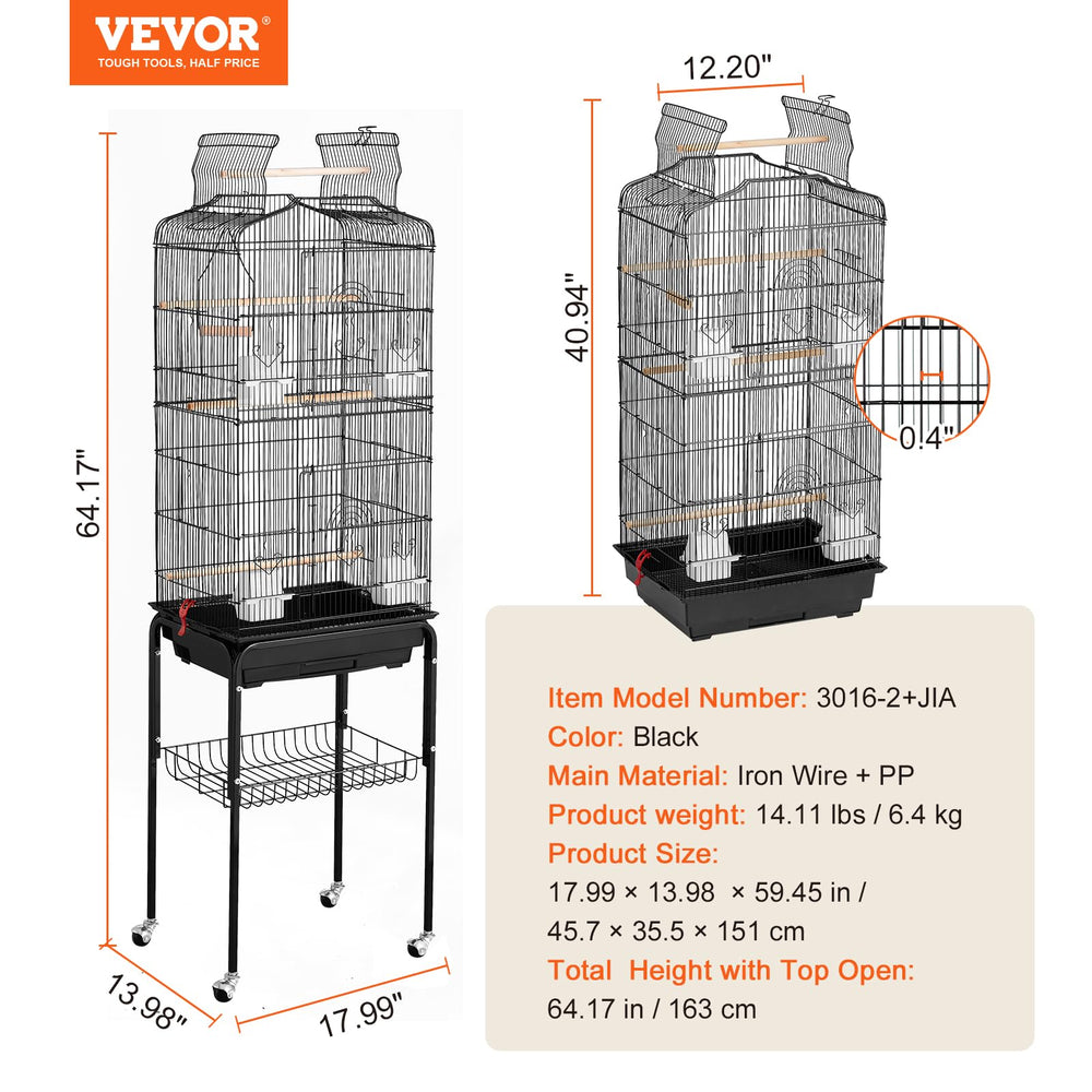 VEVOR detachable rolling stand with storage shelf for accessories.