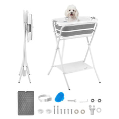 VEVOR dog bath tub elevated stand provides stable grooming height for easier bathing