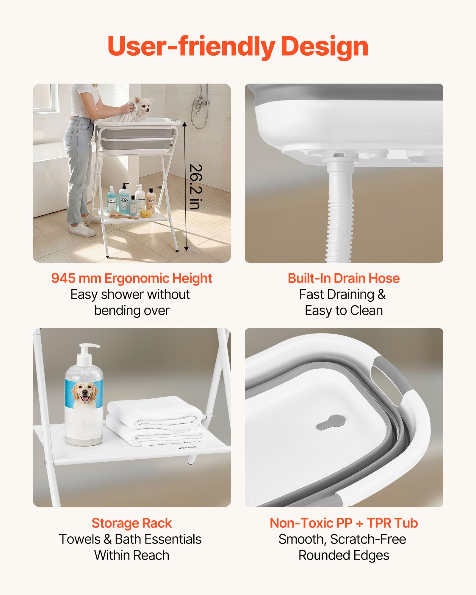 VEVOR dog bath tub non-slip pads prevent shifting during baths