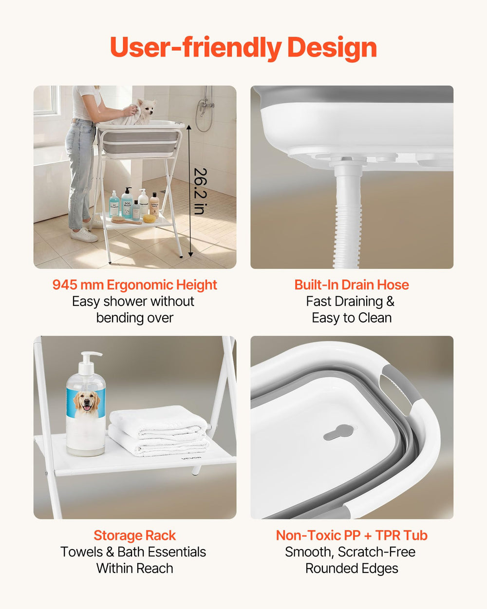 VEVOR dog bath tub non-slip pads prevent shifting during baths