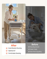 VEVOR dog bath tub storage rack keeps brushes and towels within reach