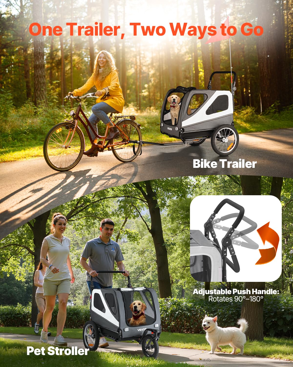VEVOR 600D waterproof fabric protects from rain and sun.