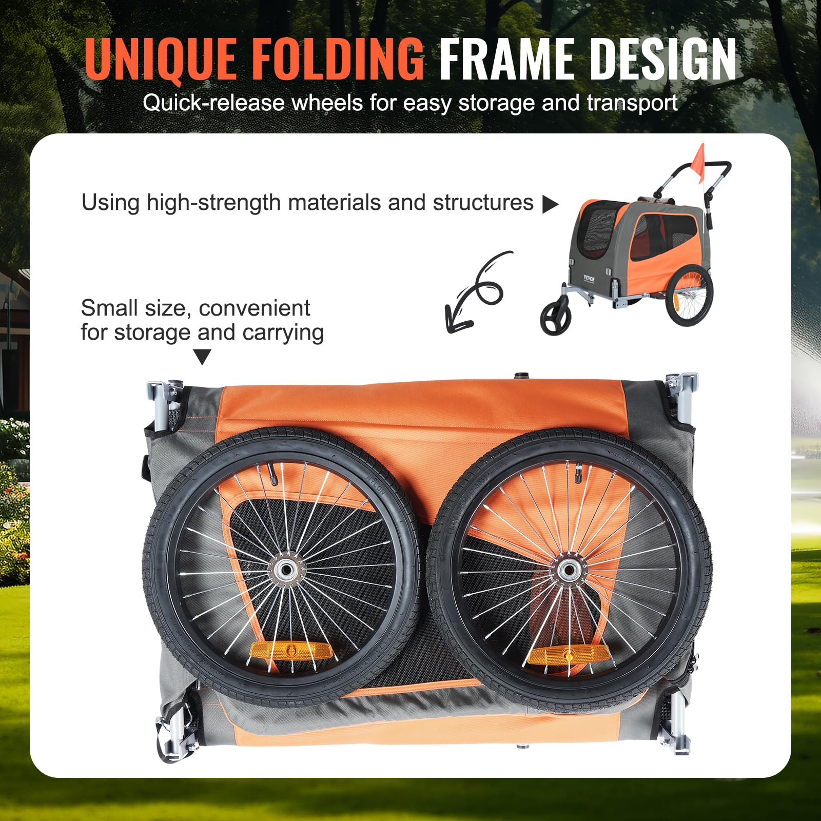VEVOR dog bike trailer adjustable handle showing height range