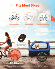 VEVOR Dog Bike Trailer coupler attachment shows quick setup for most adult bikes