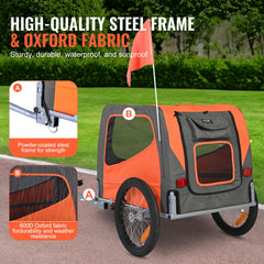 VEVOR Dog Bike Trailer folding frame for compact storage after rides