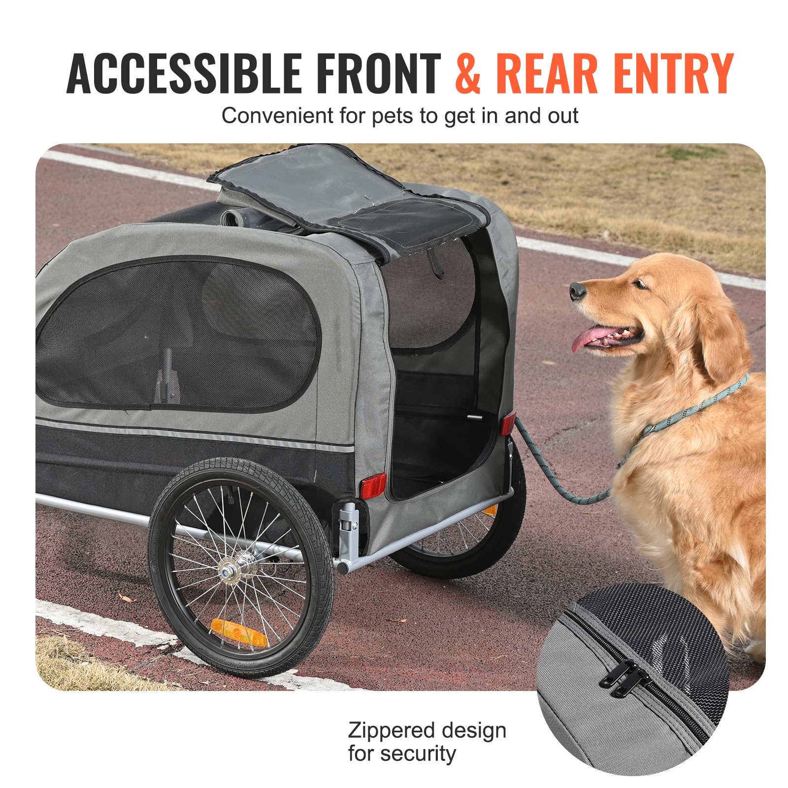 VEVOR dog bike trailer folding frame for easy storage.