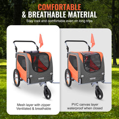VEVOR dog bike trailer in use as a stroller on a sunny park path