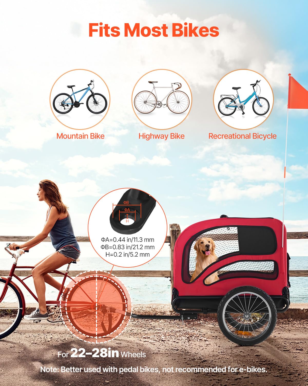 VEVOR dog trailer interior shows spacious cabin for comfortable dogs